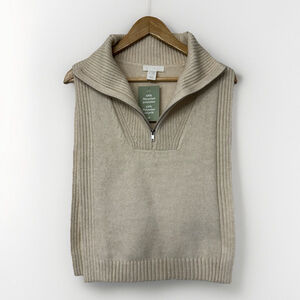 NWT H&M Womens Wrap vest zipper Sweater Chino knit collar sleeveless Onesize